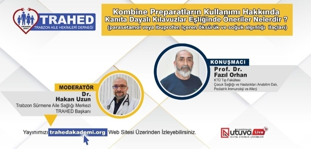 TRAHED AKADEMI 
2023 yılı yayınlarımızı trahedakademi.org sayfamızdan üye olup,  izleyebilirsiniz. Altıncı  konumuz Prof.Dr.Fazıl Orhan 'ın anlatacağı, Kombine Preparatlarin Kullanımı Hakkında Kılavuzlar Eşliğinde Öneriler Nelerdir ? Bilgilerinize
TRAHED YÖNETIM KURULU