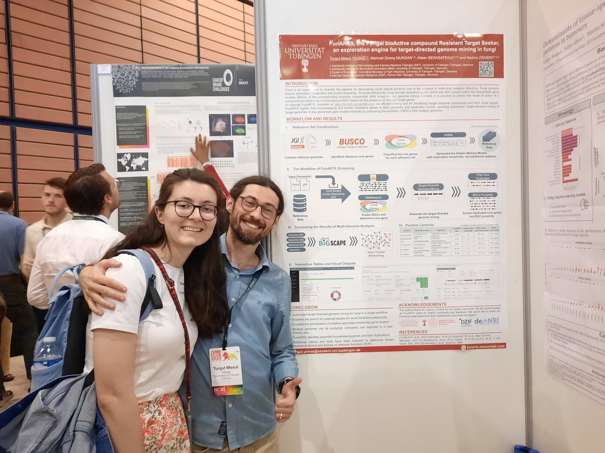 Ziemertlab Members @canerbagci @AthinaGavriili1 @bita_snin @turgutmyilmaz presented their work at #ISMBECCB2023! Nice discussions and cool posters🍻