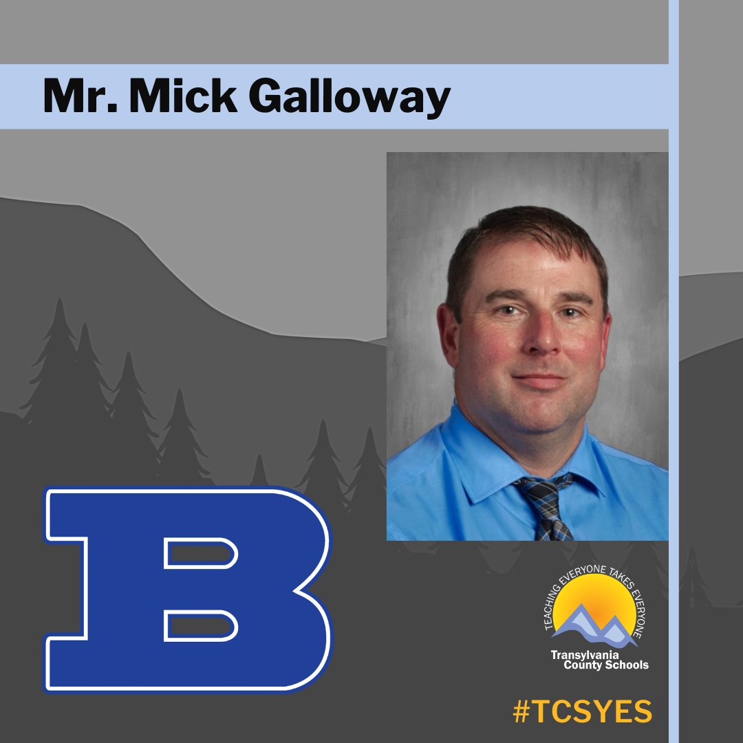 Congratulations to Mick Galloway on becoming the new principal of Brevard High School, home of the Blue Devils! 👏

To learn more about Mr. Galloway - tcsnc.org/district_info/….