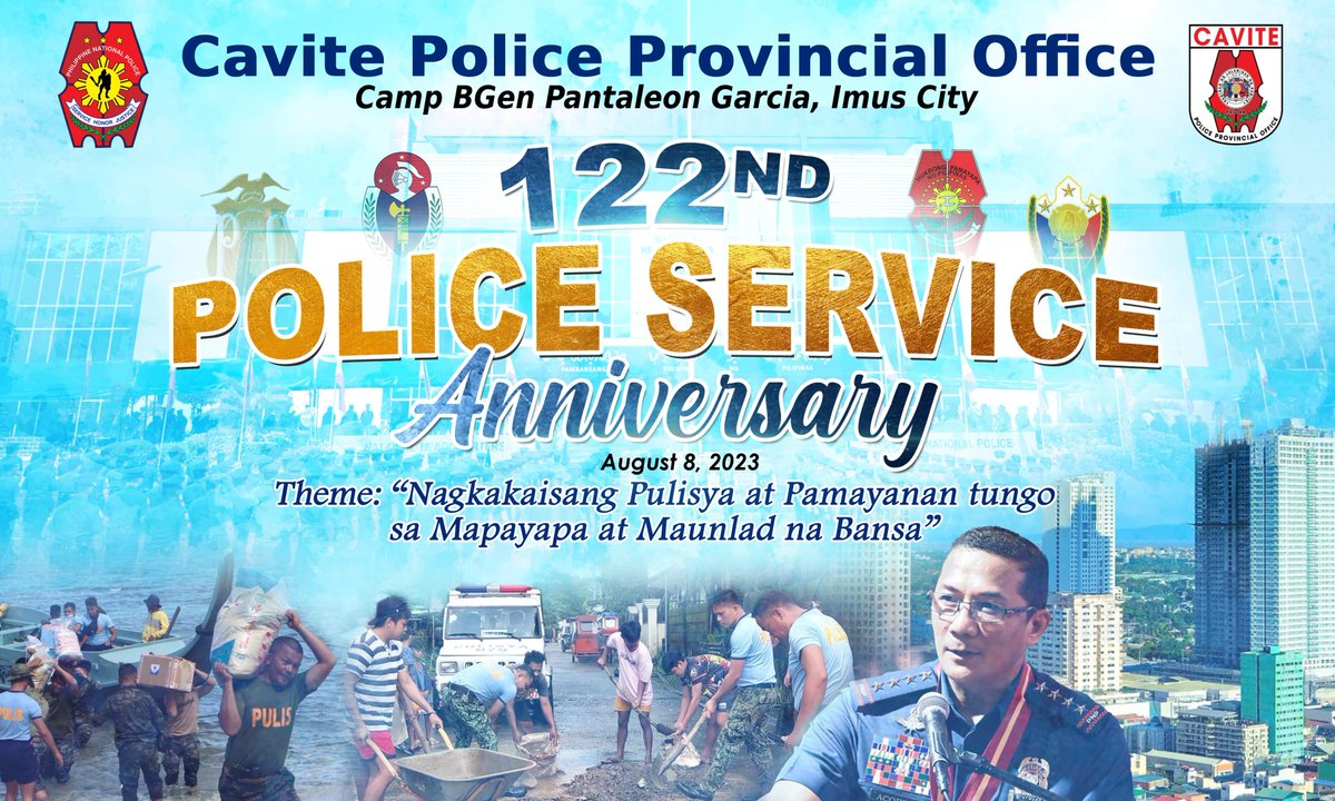 122nd Police Service Anniversary Celebration
#SerbisyongNagkakaisa 
#ToServeandProtect 
<a href="/rpiopro4a/">POLICE REGIONAL OFFICE 4A</a> <a href="/IORC4A/">RPCRD PNP CALABARZON</a> <a href="/caviteppo/">Cavite Police Provincial Office- PIO</a>
