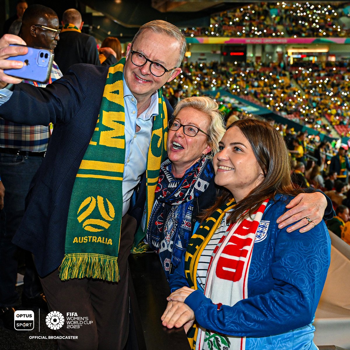 StanSportFC's tweet photo. Everyone’s a fan of the Matildas 🥰

Including Australian Prime Minister Anthony Albanese 🇦🇺

Watch LIVE | https://t.co/nfA1fSVPk2

#FIFAWWC #OptusSport https://t.co/F9KZzk0JOv