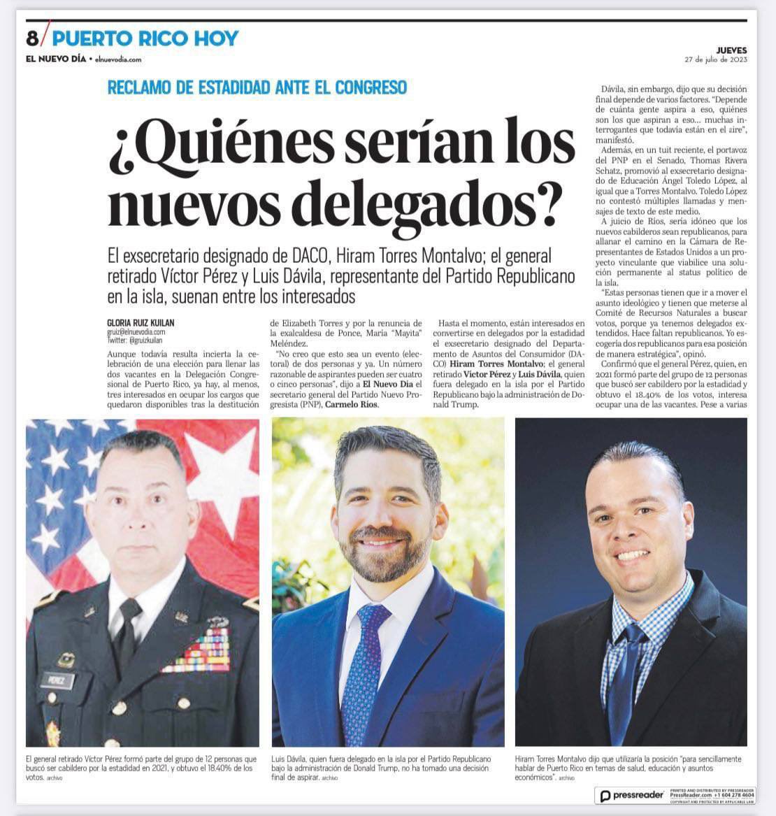 DavilaPernas's tweet photo. 🚨AVISO PÚBLICO🚨
 
El “Luis Dávila” al que hace referencia este artículo de @ElNuevoDia NO SOY YO. 

Nunca he sido delegado de Donald Trump y aprovecho para aclarar que sigo enfocado en mi trabajo como Director de @PRFAA y NO estoy interesado en aspirar a un puesto como delegado https://t.co/dQakdNoVZy