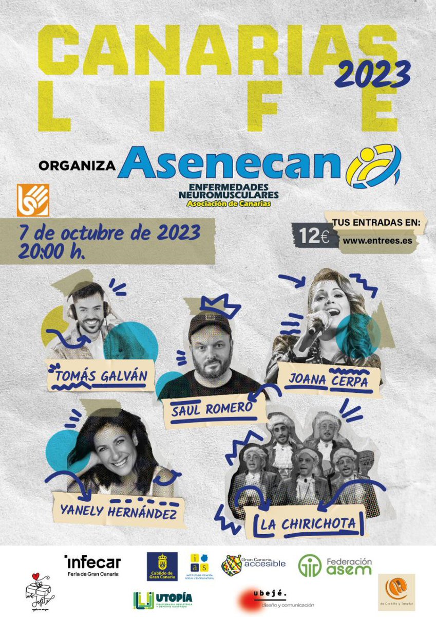 Acompáñanos a pasar un día de risas y solidaridad el próximo 7 de octubre en el Palacio de Congresos de Infecar.  
Consigue tu entrada en entrees.es/evento/gala-ca…
¡Te esperamos!