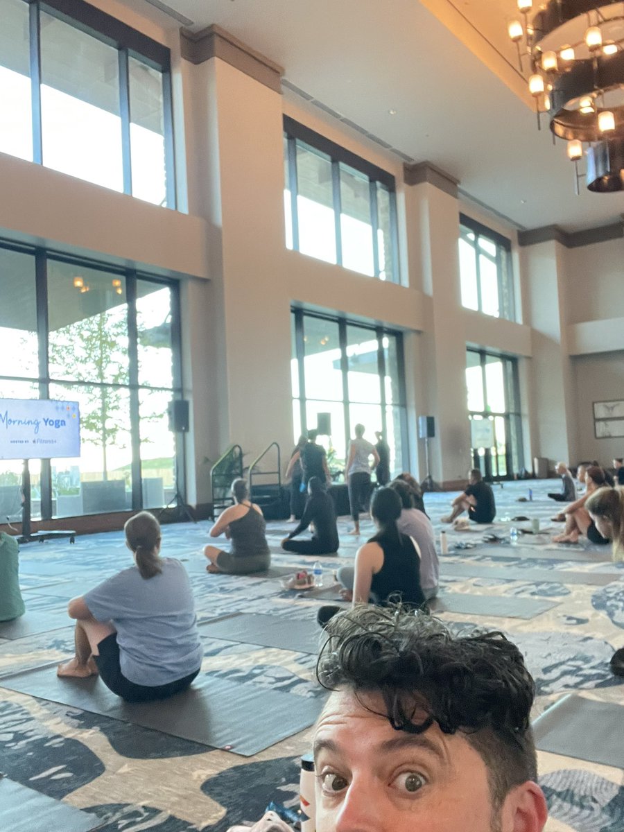 cmcgee200's tweet photo. Starting Day 2 of #INSTCon23 with yogafrom @apple fitness + was the perfect start of the day! #crowpose #mrhstrong https://t.co/jvgOG3F4lO