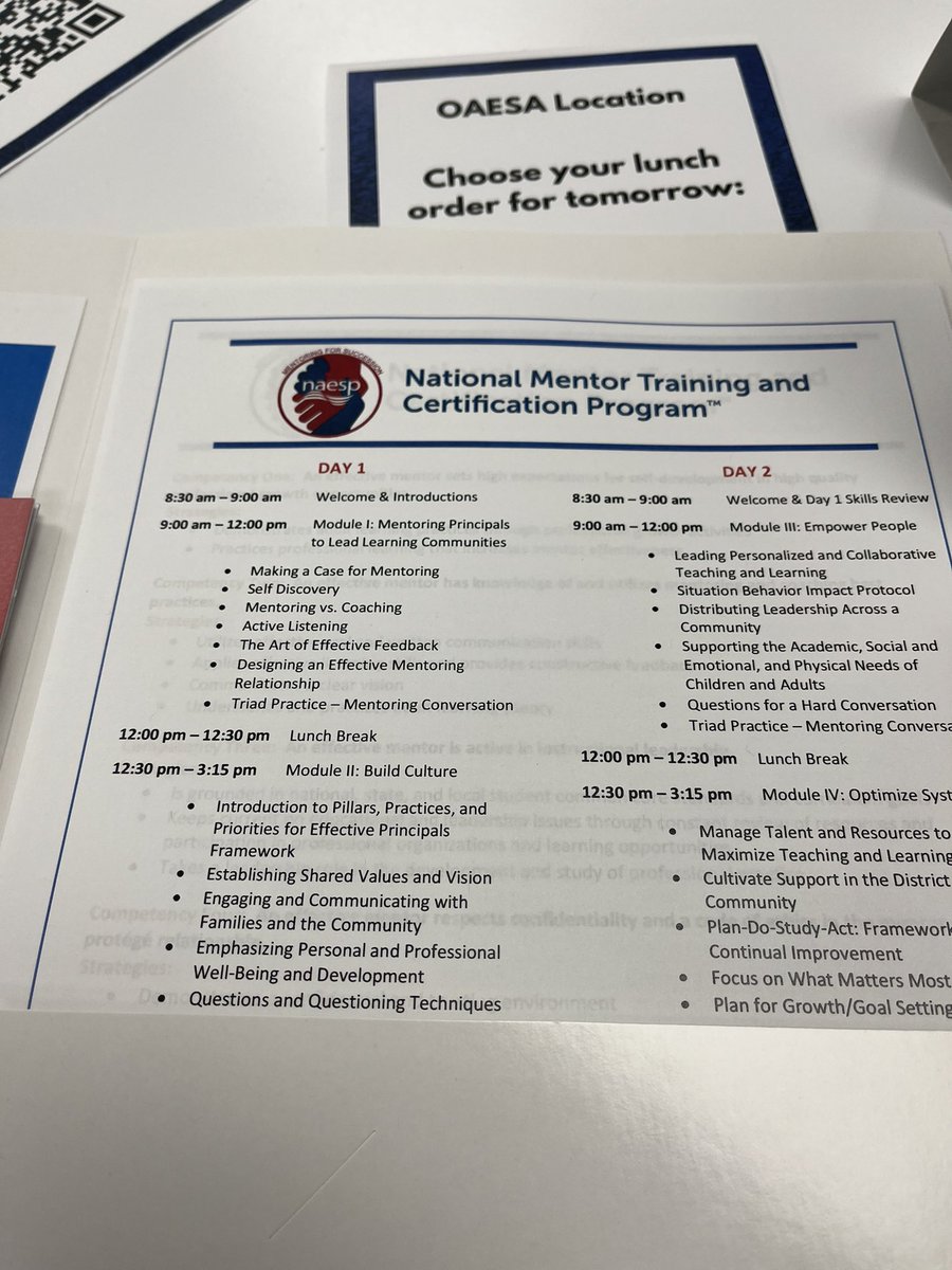 Excited for day #1 of @naesp National Mentor Training and Certification with @oaesa. #NAESPLLC #PillarsandPractices