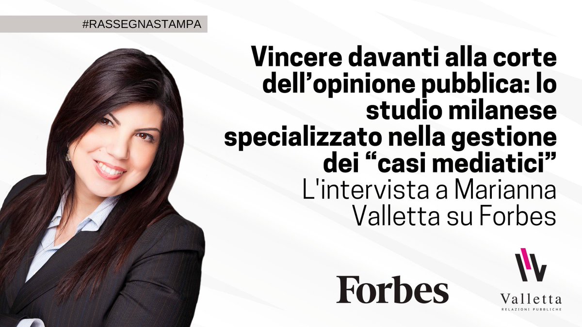 Su <a href="/ForbesItalia/">Forbes Italia</a> un'intervista a @maryval79, fondatrice di <a href="/VallettaRP/">Valletta PR Advisory</a>, sull'importanza di affrontare in modo adeguato i cosiddetti "casi mediatici".

L'intervista completa al seguente link: forbes.it/2023/07/27/mar…

#casomediatico #reputazione #opinionepubblica #PR