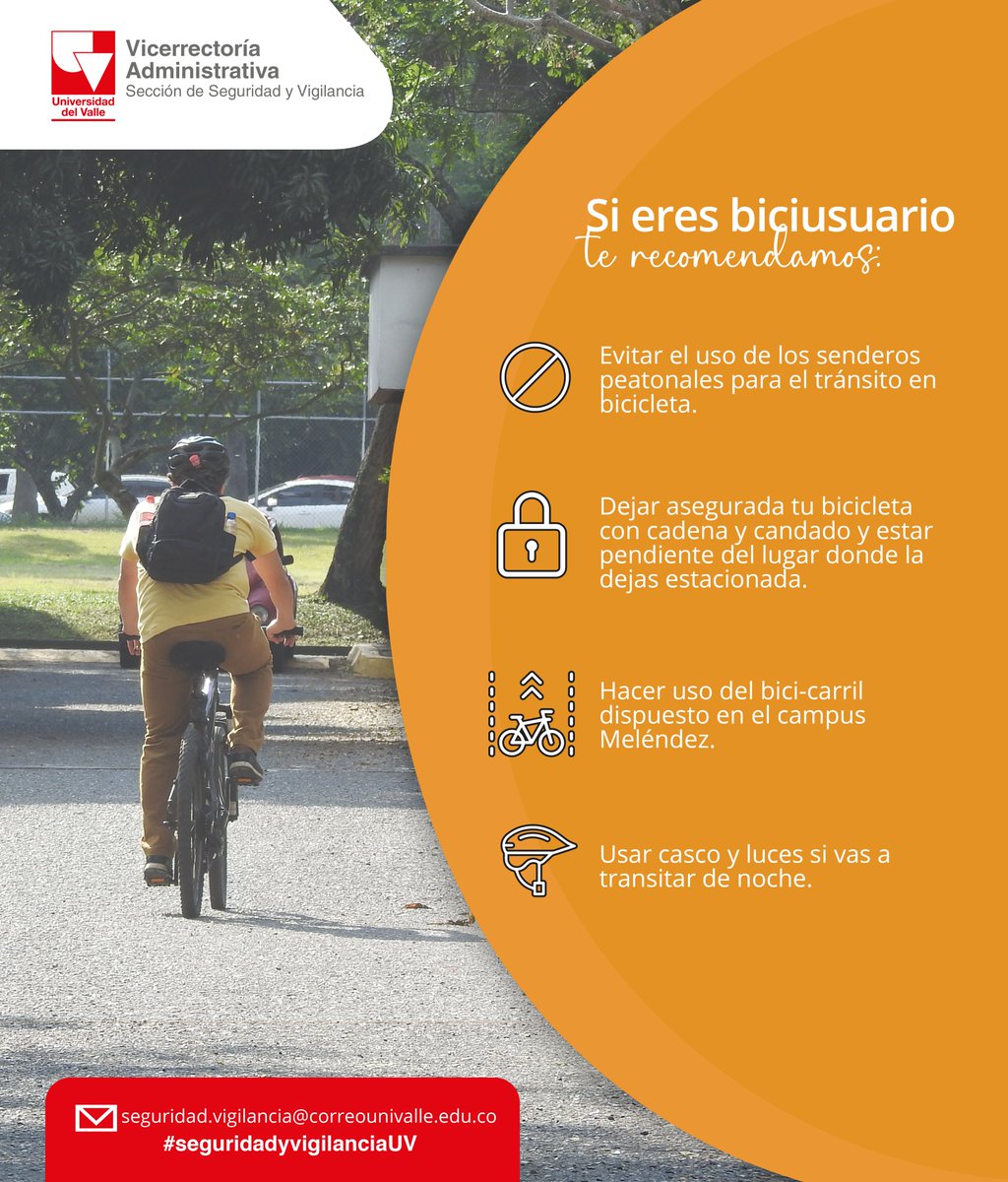 sunivalle's tweet photo. Si eres bici-usuario ten en cuenta éstas recomendaciones para mantener tu bici segura y evitar accidentes en los espacios del Campus Universitario. https://t.co/ci69ywBhJl