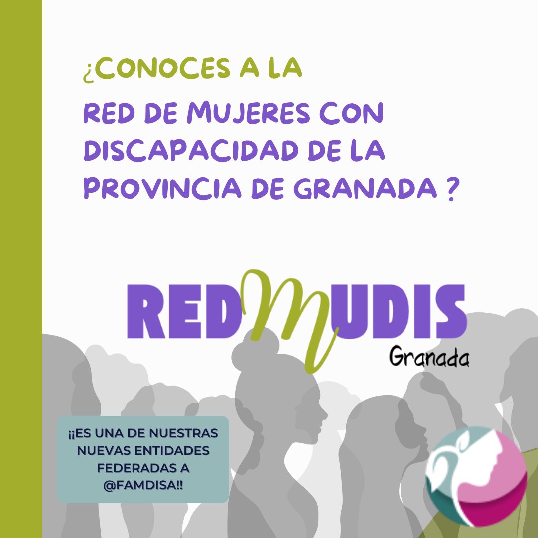 FAMDISA1's tweet photo. 💜 Nos hace muy felices presentaros a una de las nuevas asociaciones federadas a @FAMDISA 👏

¿CONOCES A #REDMUDIS #GRANADA? 

🗣️🗣️🗣️🗣️ https://t.co/3Klr3fciKS