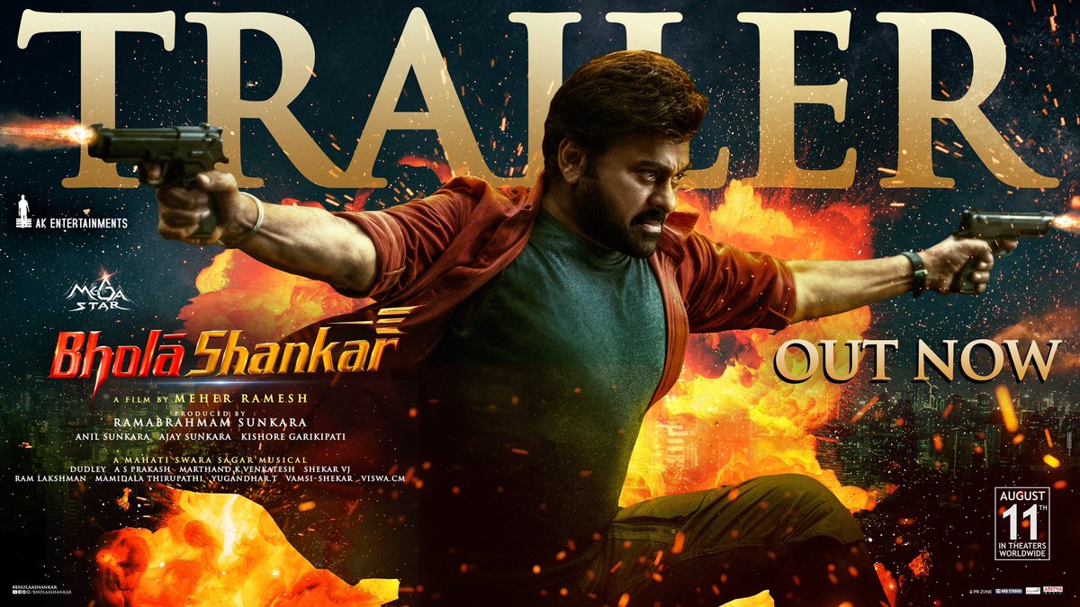 Presenting the MASTER of MASS, ACTION &amp; ENTERTAINMENT😎

Mega🌟@chiranjeevikonidela in <a href="/MeherRamesh/">Meher Raamesh</a>'s Stylish Mass Presentation ❤️‍🔥

#BholaaShankar Trailer out now 💥
- youtu.be/W3EC1fx1Yqg

In Theatres 
<a href="/KChiruTweets/">Chiranjeevi Konidela</a>
<a href="/MeherRamesh/">Meher Raamesh</a> @gariki98 @akentsofficial  
<a href="/dudlyraj/">DUDLEY-DOP(DIRECTOR OF PHOTOGRAPHY)</a>