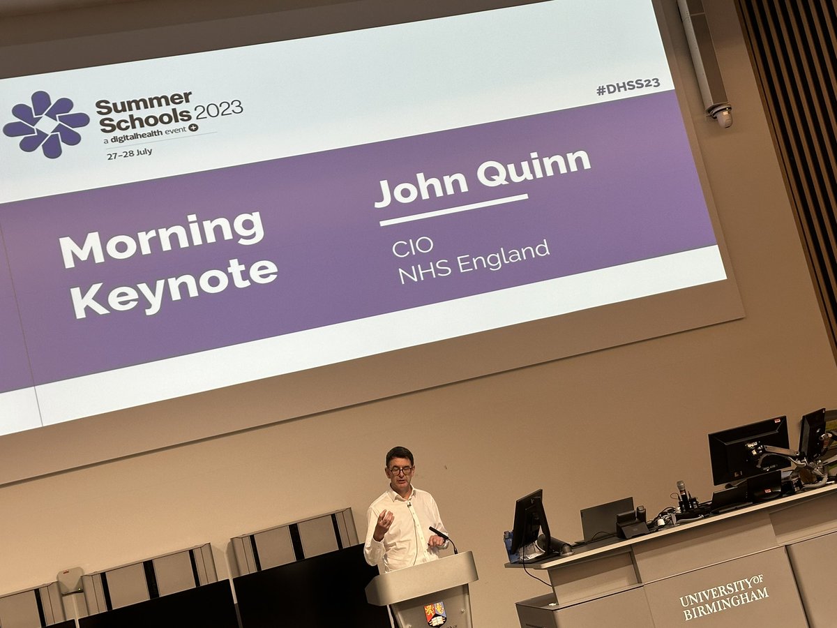 Great to hear <a href="/1johnquinn/">John Quinn</a> thoughts on <a href="/NHSEngland/">NHS England</a> direction of travel for digital #DHSS23