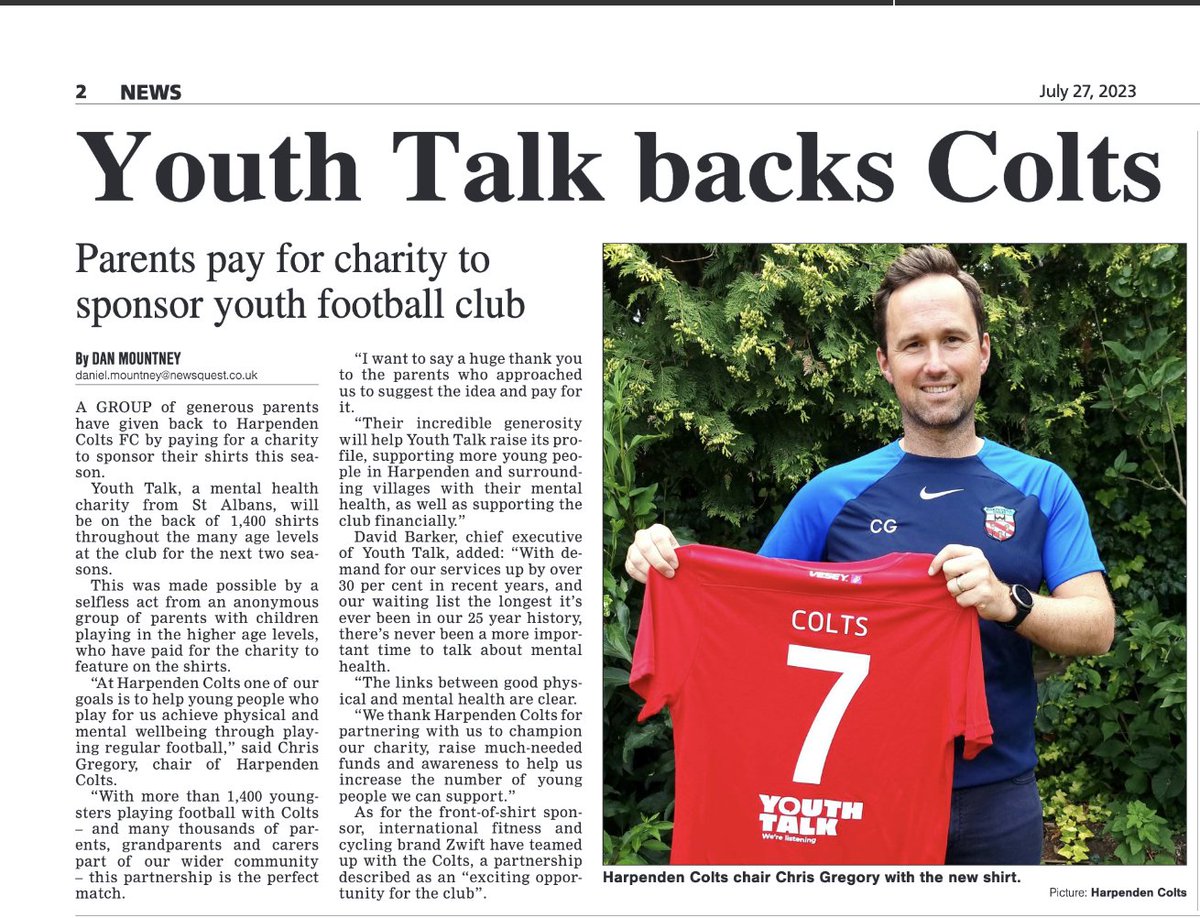 Youth Talk CEO (@youthtalkceo) on Twitter photo Great to see two new <a href="/Youth_Talk_SA/">Youth Talk</a> partnerships kicking off with local sports teams. Huge thanks to the <a href="/HarpendenColts/">Harpenden Colts FC</a> and the <a href="/OAcricket/">OAs Cricket Club</a> Clubs #charitypartnerships #strongertogether Great to see two new <a href="/Youth_Talk_SA/">Youth Talk</a> partnerships kicking off with local sports teams. Huge thanks to the <a href="/HarpendenColts/">Harpenden Colts FC</a> and the <a href="/OAcricket/">OAs Cricket Club</a> Clubs #charitypartnerships #strongertogether