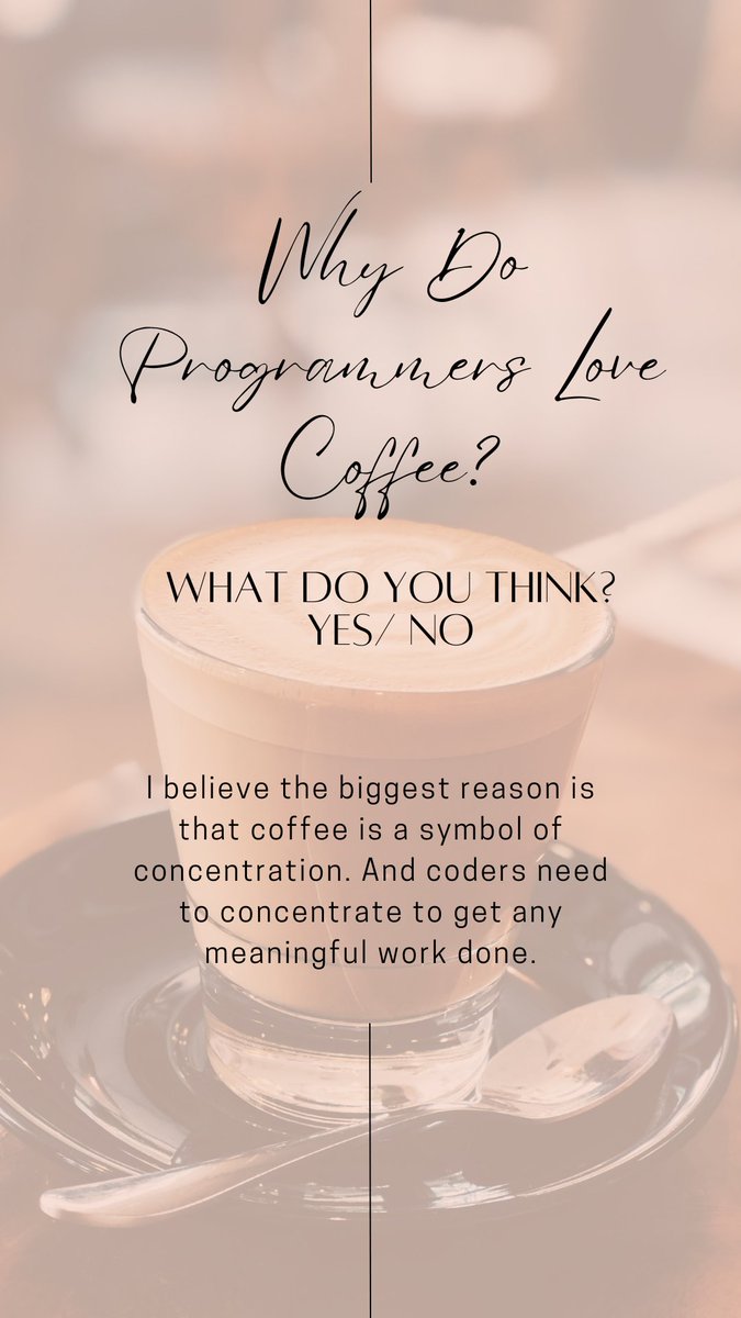 INTWAYSYSTEMS's tweet photo. Why Do Programmers Love Coffee?
.
.
.#software #softwaredeveloperwhich #100daysofcode #lovecoders #womenintech  #engineering  #womeninspiringwomen #WomenWhoCode #php #fullstackdeveloper #webdev #programmers #html5 #coding #reactjs #softwaredeveloper #webdeveloper #programming https://t.co/cV0CWS2x67