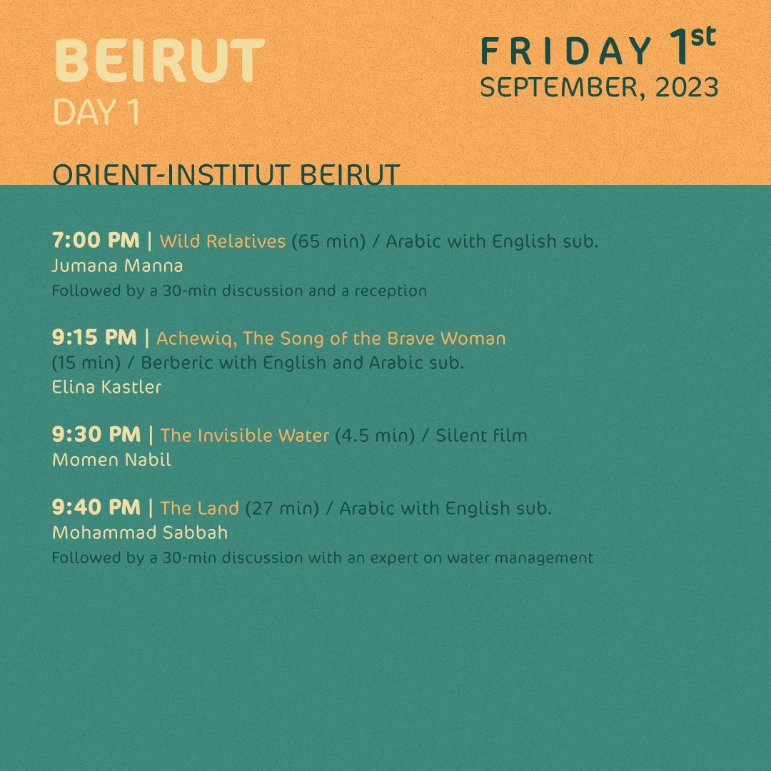 ATFF_hbsbeirut's tweet photo. ATFF will end this year’s journey in Beirut, in the gardens of Orient-Institut Beirut. This independent German research institute will; host us on Friday 1st and Saturday 2nd of September. Get ready to discuss environment and communicate thoughts!
#ATFF #filmfestival #environment https://t.co/KwJMoevwzH