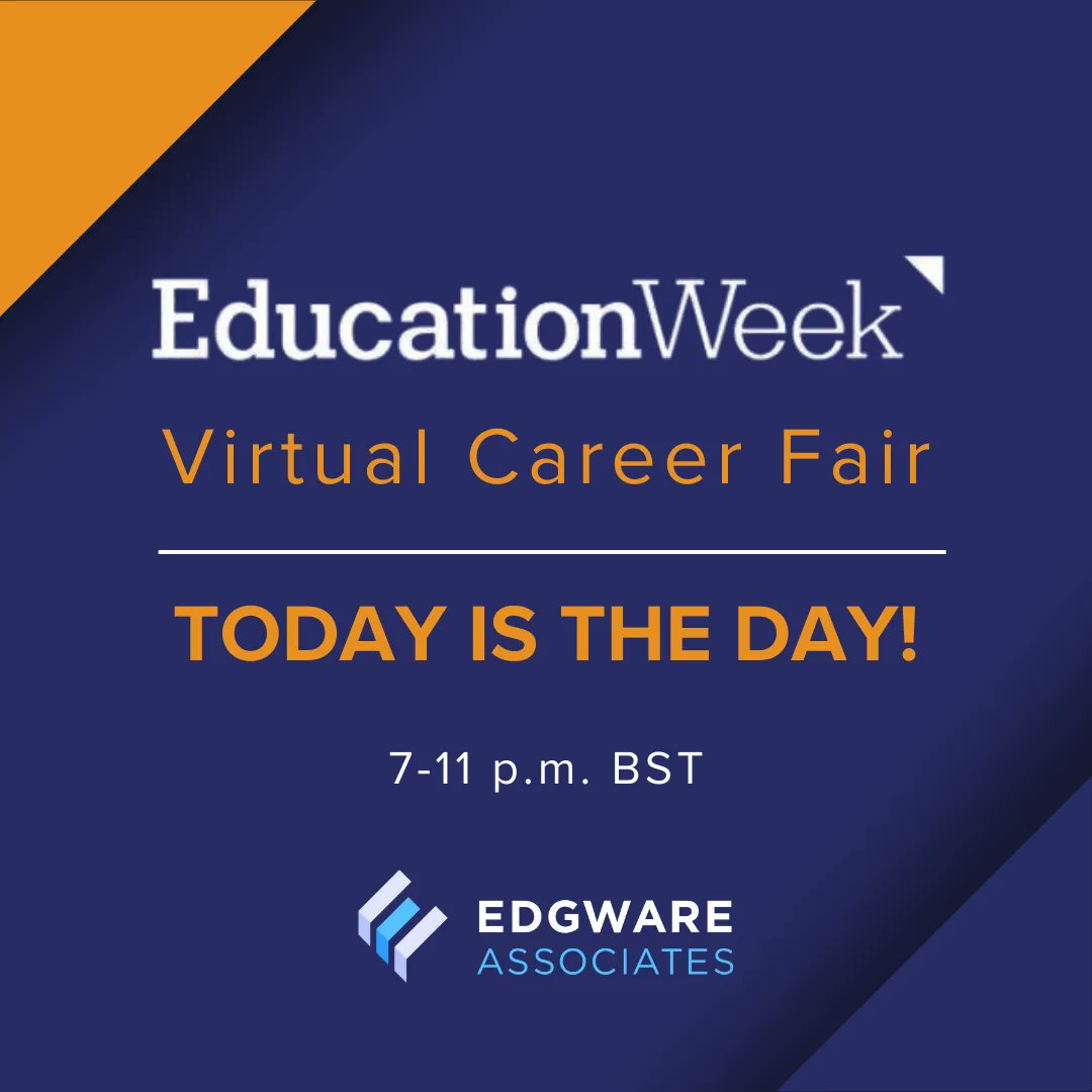 EdgwareA's tweet photo. Today's the day! It’s not too late to register for Ed Week's Virtual Career Fair and connect with experienced consultants about current job opportunities in the UK. See you tonight between 7-11pm BST.

https://t.co/w3s0UkEeqM 

#OverseasTeaching #InternationalTeacherVacancies https://t.co/vfSukpMplF