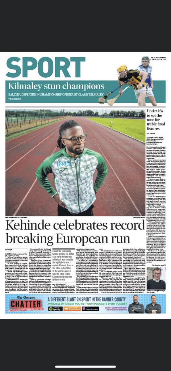 gabrielkehinde0's tweet photo. Thanks to @ClareChampion for this great piece this morning☘️🫡 onwards for national seniors this weekend 🔜 https://t.co/ZhcLo0bkT2