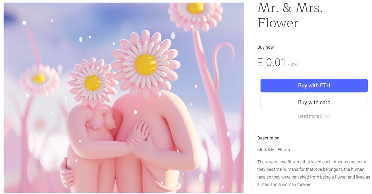 Gm beautiful Hearts 💘
Mr. &amp; Mrs. Flower 
11/20 available on <a href="/KnownOrigin_io/">KnownOrigin.io</a> 
Details 🔻