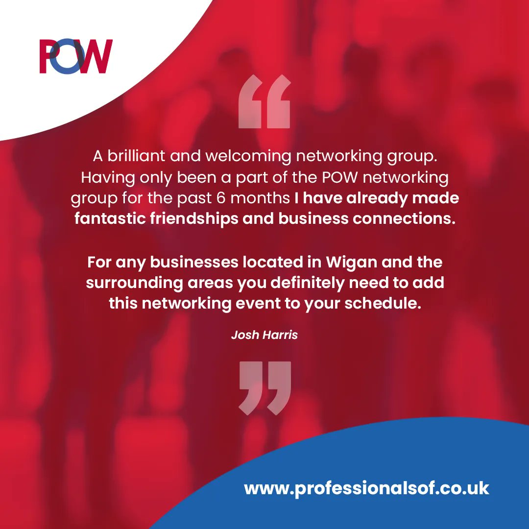 Profs_Wigan's tweet photo. “For any businesses located in Wigan and the surrounding areas you definitely need to add this networking event to your schedule.” - Josh Harris
Express your interest in becoming a member here:
💻 https://t.co/xd2gT5w3r4
#POW #networking #wigannetworking #businessnetworking https://t.co/QuKUvG8tgr