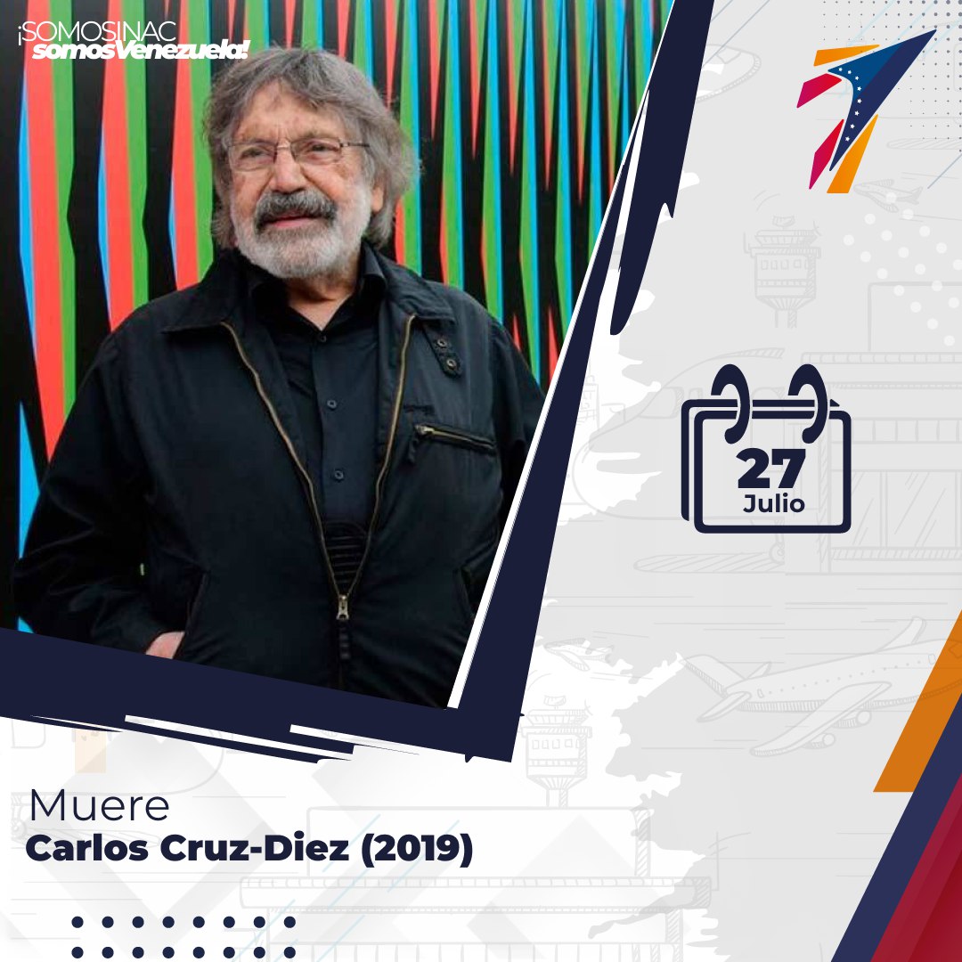 inac_ve's tweet photo. #Efemérides📅|| El #27Jul del 2019 muere el maestro Carlos Cruz Diez; este artista venezolano fue uno de los máximos exponentes del arte cinético en el mundo, una de sus obras denominada "Cromointerferencia de color aditivo" engalana uno de los pasillos principales del @IAIM_VE. https://t.co/6gdZ5X7b2W