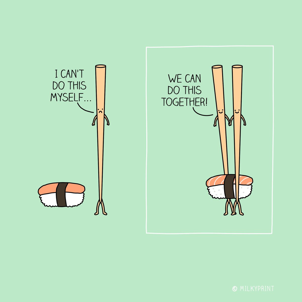 milkyprint's tweet photo. Two is better than one… 🥢 

#chopsticks #food #asian #sushi #relationship #friendship #love #kindness #ENCOURAGEMENT #milkyprint https://t.co/ampMq2SQR5