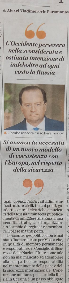 ChroniclesKiev's tweet photo. Deliri 🇷🇺.
Alexei Vladimorovic Paramonov
"...Mosca non ha mai mancato ad adempiere alla sua particolare responsabilità nel mantenimento della pace..."
Quasi quasi viene da rimpiangere l'ex ambasciatore Razov.
#Russia #Paramonov #Mosca #Cremlin #Repubblica https://t.co/Y7b2G0lPQ8