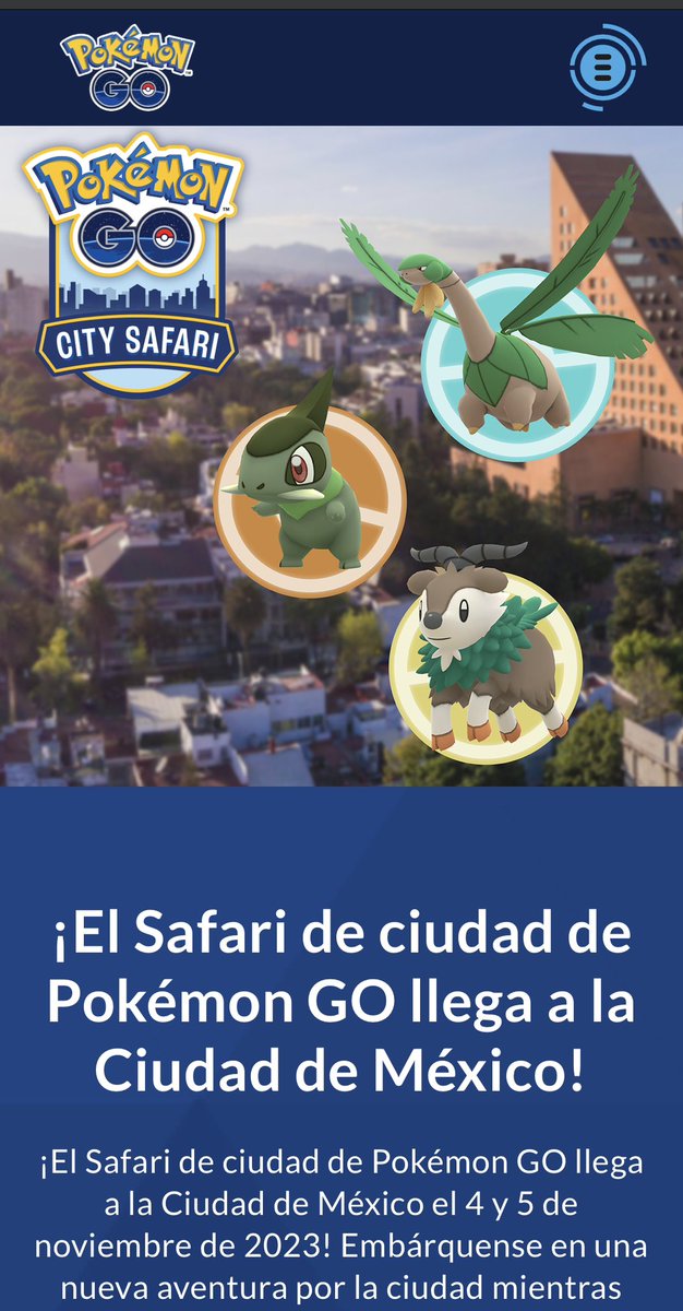AlanMB's tweet photo. Lo prometido es deuda, hoy anunciamos un evento en vivo para la Ciudad de México: #PokemonGOCitySafari, un nuevo formato de evento que no está limitado a un parque sino que toda la ciudad podrá disfrutar. A las 10:30 tendremos una conferencia de prensa en el Instagram de @PokemonGoAppLA con más detalles :) 🇲🇽 https://t.co/Qw9n5sUo4p