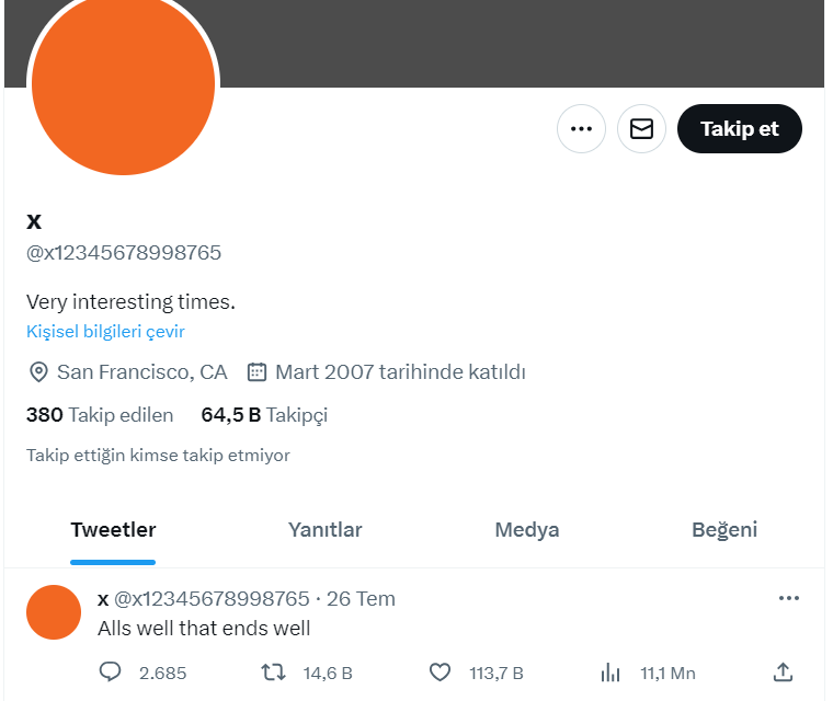 yirmiucderece's tweet photo. 📌Elon Musk, Twitter'ın logosunu 'X' olarak değiştirdikten sonra 16 yıldır 'X' adına sahip olan bir hesabın kullanıcı adına zorla el koydu.

Hesabın sahibi tarafından yapılan açıklamada, ''Hesabımı Musk'a satmaya hazırdım, ancak bir teklif almadım. Bir mail ile kullanıcı adımın değiştiğini öğrendim'' denildi.