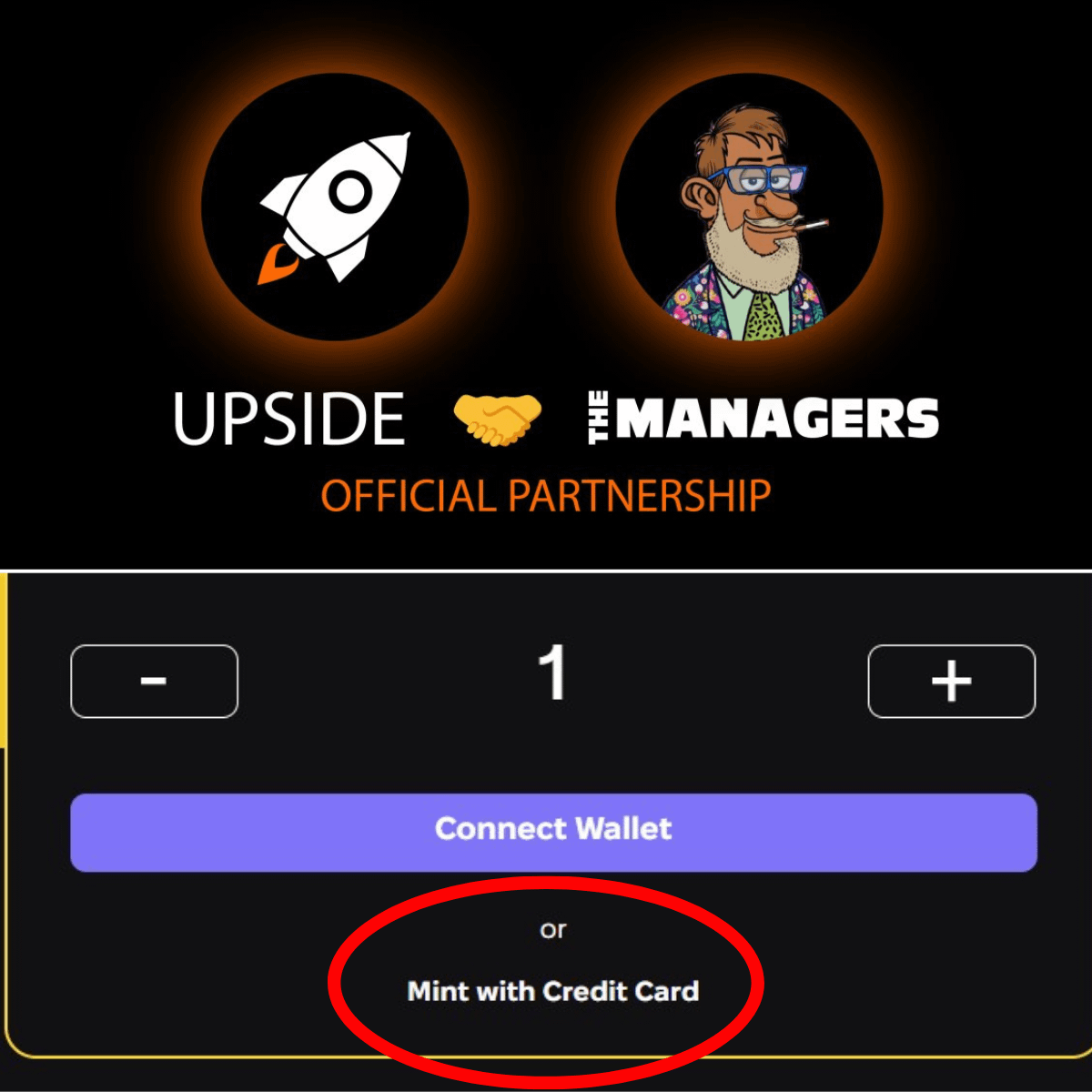 <a href="/lifiprotocol/">LI.FI</a> <a href="/opensea/">OpenSea</a> <a href="/NFT_Registry/">NFTR: NFT Identity Registry</a> 👉Our collaboration with <a href="/UpsideNFT_io/">UpsideNFT.Official</a>
enabled us to offer to mint The Managers using your credit card 💳
Get in on the action now by simply clicking "Mint with Credit Card" on our webpage: themanagers.wtf