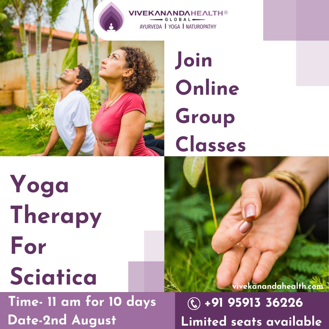 Viv_health's tweet image. Sciatica Solutions: Stretch, Strengthen, and Soothe with Yoga Group Classes
 
Join our Online classes starting from 2nd August 2023 for 10days

Time- 11 am

Contact here to Register/or for any query- +91 95913 36226

#vivekanandahealth #SciaticaSolutions #YogaForRelief