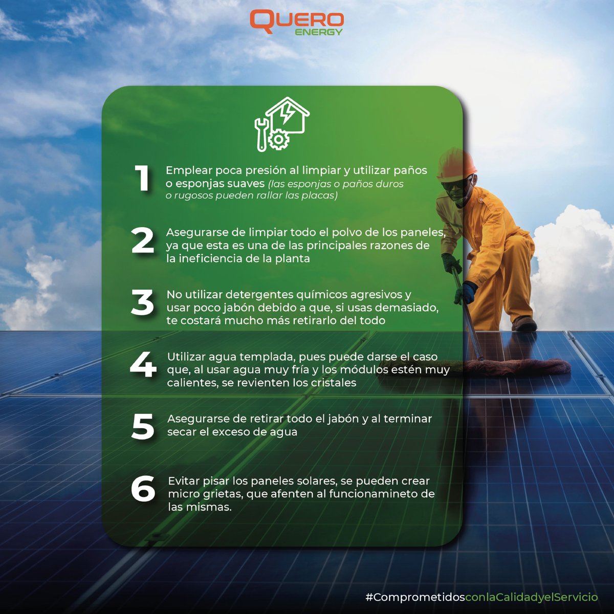 📢Consejos para el mantenimiento de tus paneles solares

Para asegurar que tu instalación fotovoltaica tenga un funcionamiento eficiente, ten en cuenta estos consejos. Instalamos plantas solares y realizamos su mantenimiento, si necesitas nuestra ayuda ¡no dudes en contactarnos!