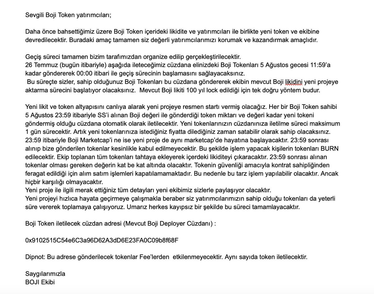 0x9102515C54e6C3a96D62A3dD6E23FA0C09b8f68F
<a href="/BojiToken/">Boji Token</a> 

#BOJIToken $BOJI