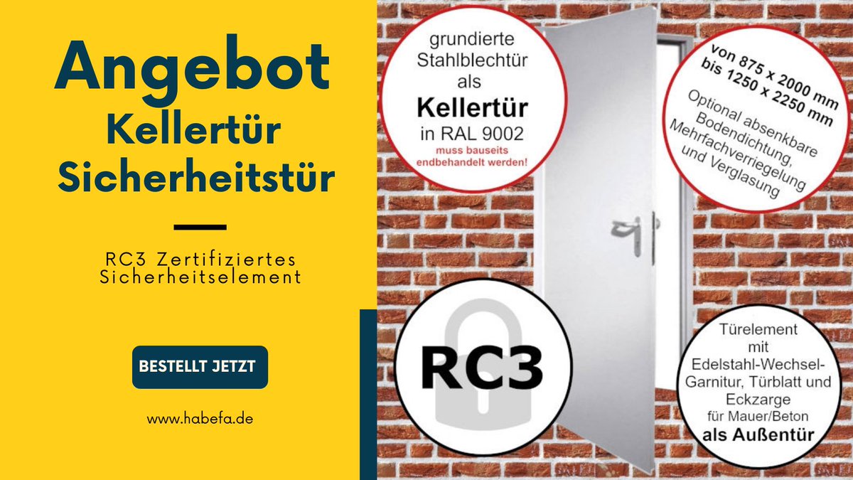 HaBeFa_de's tweet photo. 🎉𝐀𝐧𝐠𝐞𝐛𝐨𝐭 - 𝐊𝐞𝐥𝐥𝐞𝐫𝐭ü𝐫 - 𝐒𝐢𝐜𝐡𝐞𝐫𝐡𝐞𝐢𝐭𝐬𝐭ü𝐫🎉

✅Verschiedene Maßen wählbar
✅Eckzarge für Mauerwerk
✅Edelstahl Wechselgarnitur mit Langschild
✅RC3 Zertifiziertes Sicherheitselement
✅ Schleifdichtung als Türabschluss

Link: https://t.co/otIST66aRR https://t.co/FPoWA58KWc