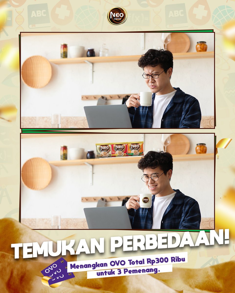 neocoffee_id's tweet photo. GIVEAWAY TIME! Kalo lo bisa tebak perbedaan yang ada di gambar, lo bisa berkesempatan dapetin hadiah OVO RP300 ribu buat 3 pemenang loh!

Kuy, jawab sebelum tanggal 31 Juli 2023 ya!

#JalaninCaraGue #Giveaway https://t.co/GLGyqsBw0U