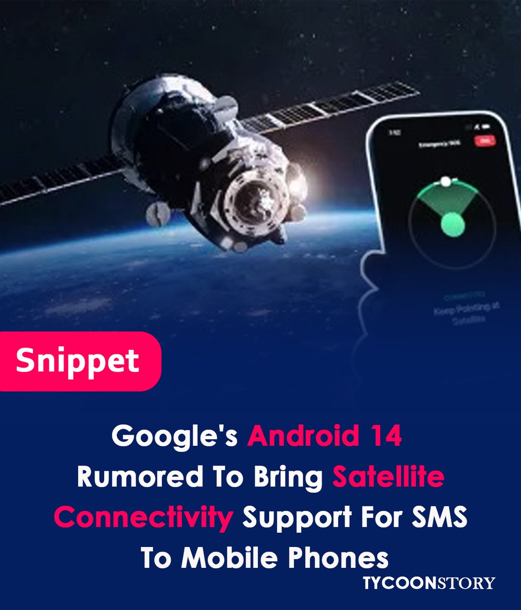 TycoonStoryCo's tweet photo. Android 14 Will Include Satellite Sms Capability, Allowing Users To Send Messages Without Relying On Cellular Or Wifi Access.
#google #phone #android #connectivity #satellite #wifi #hardware #launched #technology #Pixel #betaversion #capability #mobileoperatingsystem @Google https://t.co/SXozi0Cybr