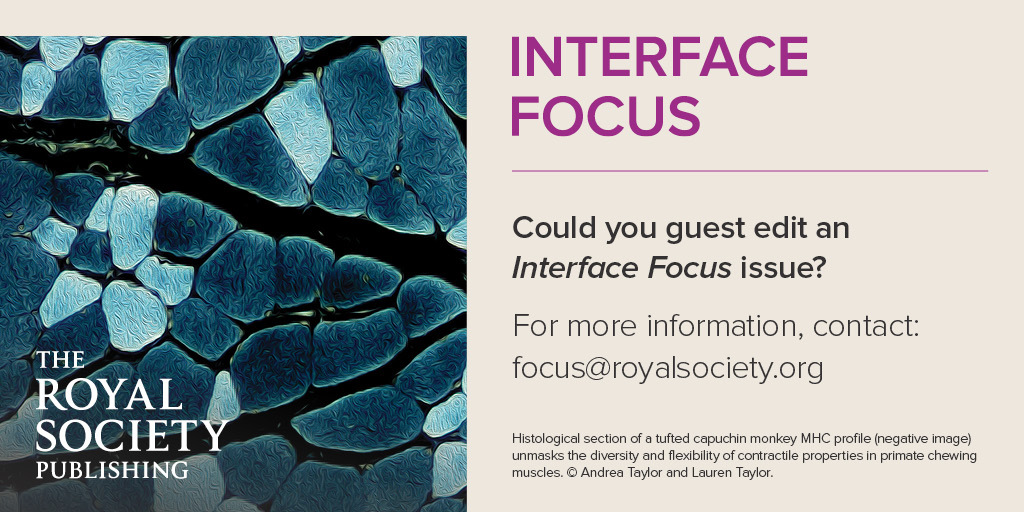 RSocPublishing's tweet photo. #InterfaceFocus publishes high-quality themed issues at the boundary of the life & physical sciences. Do you have a proposal for a future issue? Let us know! https://t.co/7ZISR1GmhA #ISMBECCB2023 https://t.co/Jf10yDJI7v