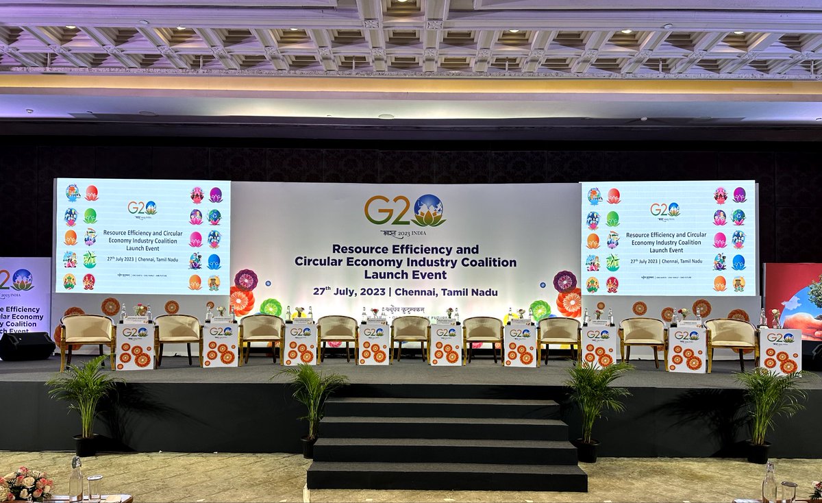 The stage is set for the RECEIC Launch Event! RECEIC founding members came together to ignite ideas and pave the way for a sustainable future. Stay tuned for updates! 
#RECEIC 
#CircularEconomy 
#IndustryCoalition
#G20India
#G20Nation
#MissionLiFE
#ProPlanetPeople

<a href="/g20org/">G20 South Africa</a>