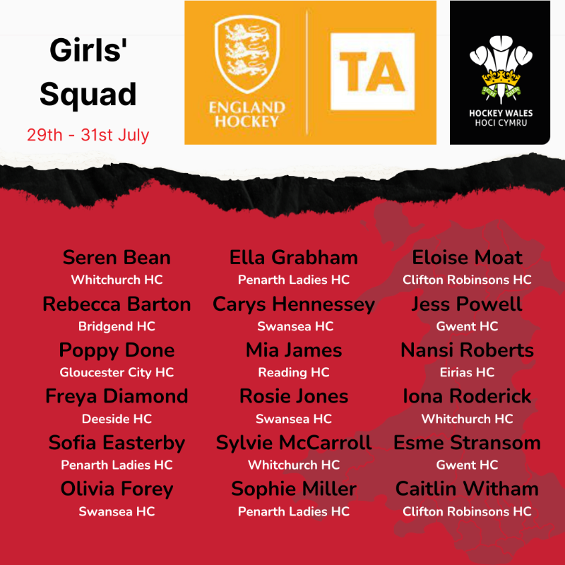 HockeyWales's tweet photo. 🎉🏑 Congratulations to our U18 athletes who have been selected to represent Wales at the England Hockey Talent Academy Festival in Nottingham from 29th–31st July 2023! 🏴󠁧󠁢󠁷󠁬󠁳󠁿🌟

@EnglandHockey