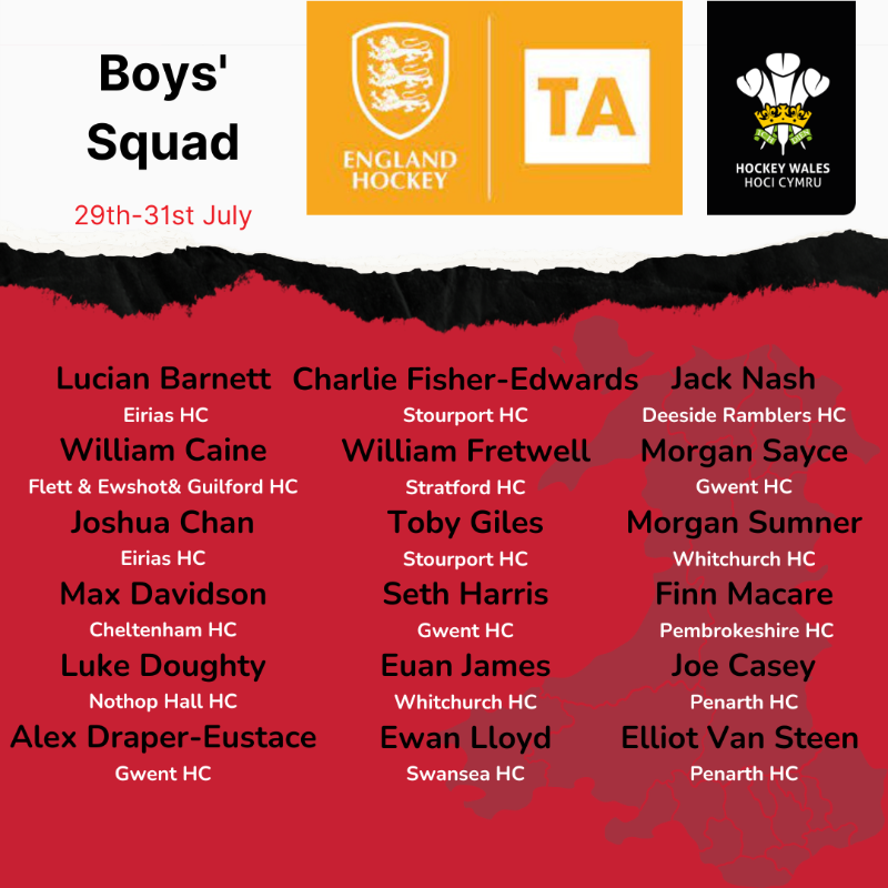 HockeyWales's tweet photo. 🎉🏑 Congratulations to our U18 athletes who have been selected to represent Wales at the England Hockey Talent Academy Festival in Nottingham from 29th–31st July 2023! 🏴󠁧󠁢󠁷󠁬󠁳󠁿🌟

@EnglandHockey