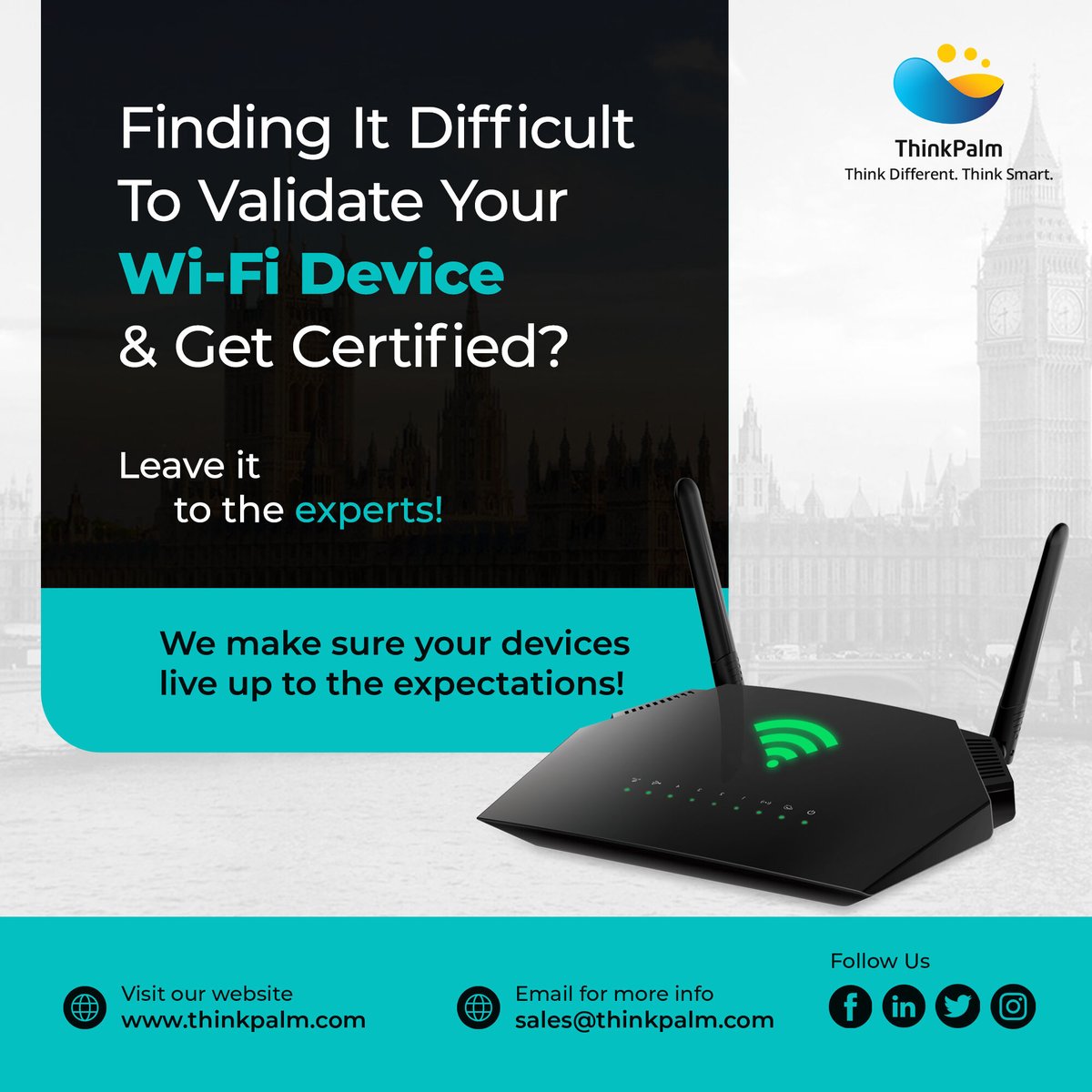 ThinkPalm's tweet photo. Let our testing experts help you assess the real-life performance and functionality of your products incorporating wireless technologies such as Bluetooth, WiFi and cellular connectivity.
Learn more about our WiFi Testing service here: https://t.co/ySYZRCUyYp
#WiFiTesting #WiFi https://t.co/lAxeQUhovy