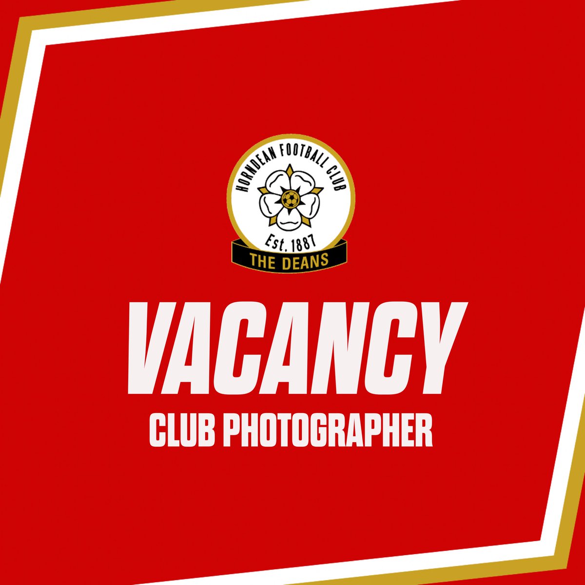 Are you a media/ photography student looking for some experience in sports media? Looking to develop your photography skills?

We are looking for a volunteer club photographer to join our media team. Please email horndeanfcmedia@gmail.com if you are interested!

🔴⚪️ #UpTheDeans