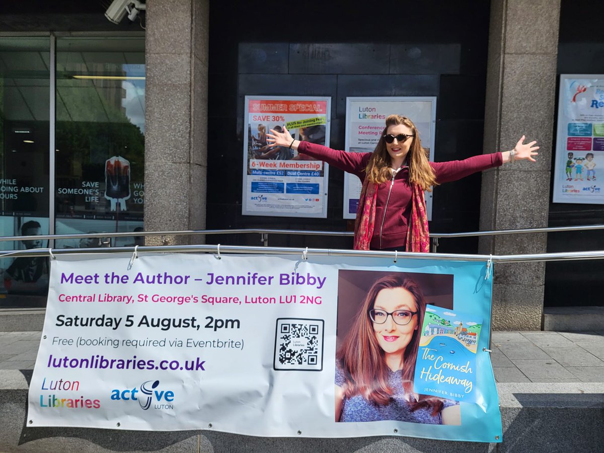 Very exciting moment when I visited my banner outside @LutonLibraries this week 😃 #TheCornishHideaway #RespectRomFic