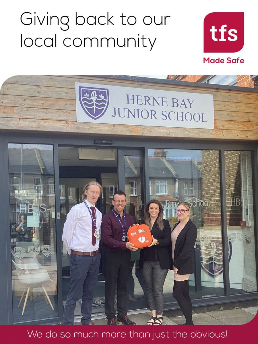 TechniFire's tweet photo. Here's Jane and Rebecca #TeamTFS with Herne Bay Junior School Site Staff handing over the #Defibrillator issued as part of our #Community #WelfareInitiative https://t.co/IGgPByNS8l