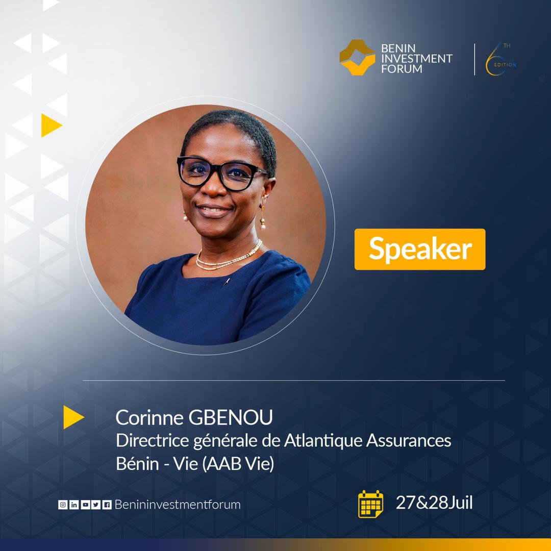 afgviebj's tweet photo. Suivez ce jeudi 27 juillet à partir de 14H00, le talk de Madame Corinne GBENOU A. Directrice Générale de ATLANTIQUE ASSURANCES BÉNIN VIE sur le Benin Investment Forum 2023

#Plusqu’uneassurance
#AABVIE
#AFGHOLDING https://t.co/Z0X0CucVTw