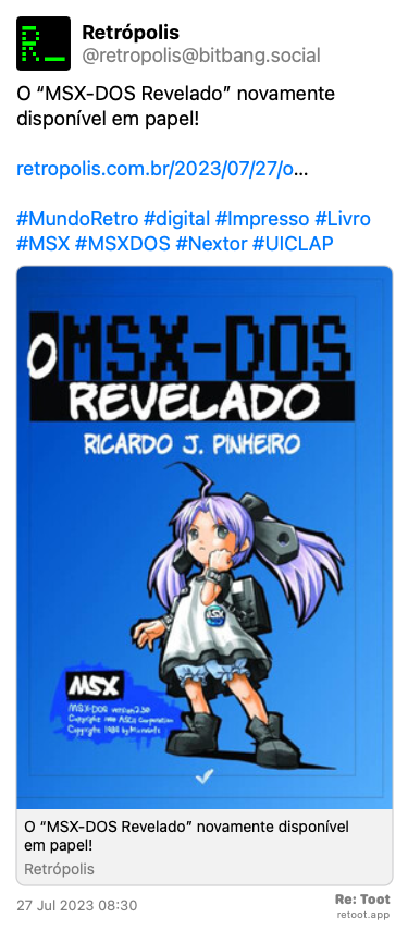 augustocc's tweet photo. Aí pra turma do MSX! Será que agora o @rjpinheiro vai ter tempo pra escrever os 2 capítulos faltantes do msX-Files?
Quoting @retropolis@bitbang.social: https://t.co/kks2F2H8ve #retoot https://t.co/ZH31JEW0DW