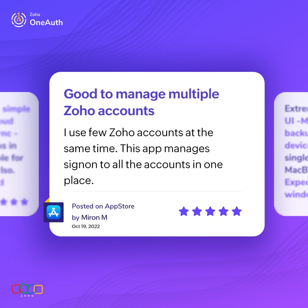 ZohoOneAuth's tweet photo. #AccountsofAuthentication
With @Zoho OneAuth, you can manage sign in to multiple Zoho accounts.🙌
Not just that.
You can enable #TFA for all your online accounts from OneAuth itself.
🥇One app for all your authentication needs.
https://t.co/QxjGfQryi4
#2FA #authentication https://t.co/DUL9OevYcO