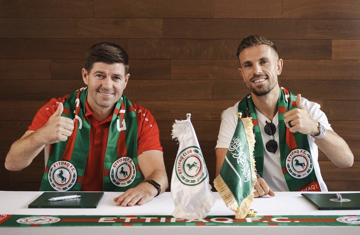 FabrizioRomano's tweet photo. Jordan Henderson joins Al Ettifaq on 3 year contract — official, confirmed 🇸🇦 https://t.co/UlQyxIrbGn