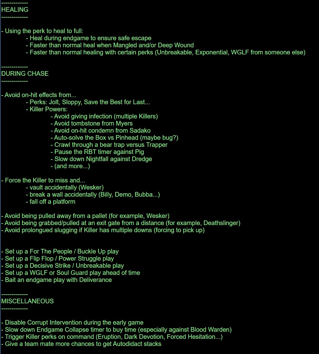 OtzdarvaYT's tweet image. The new perk "Plot Twist" opens up an insane amount of new tricks for Survivors and seems to have lots of situational utility. These are all of the uses I can think of, did I miss any?
