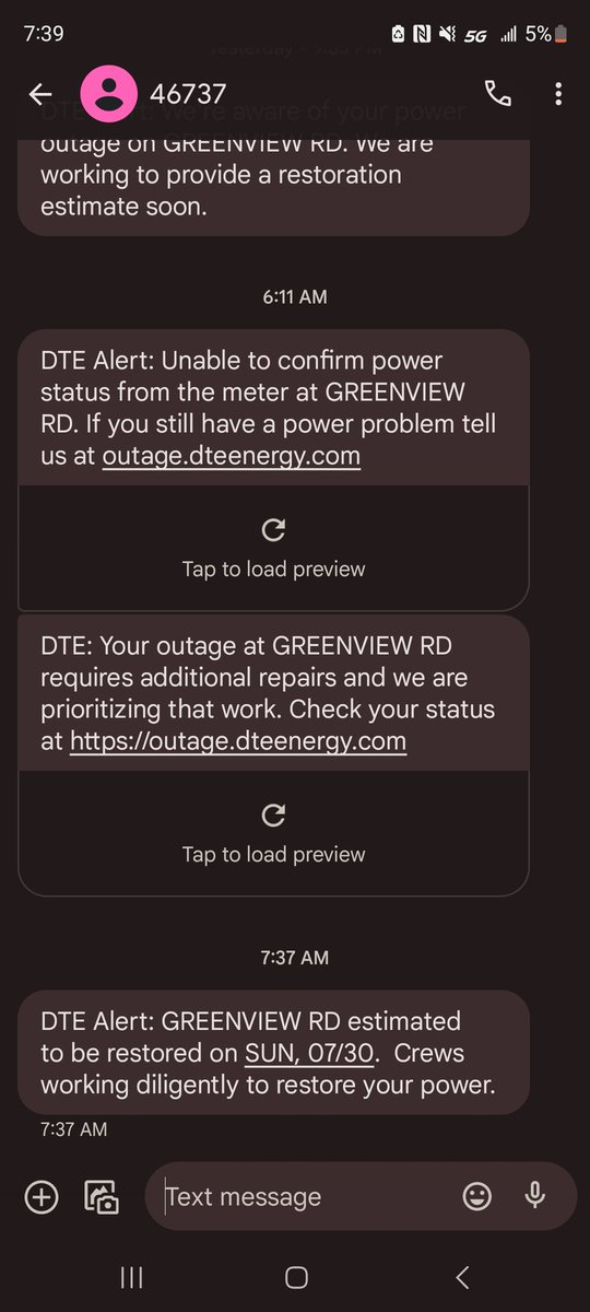 Gerstizzle's tweet photo. Hey @DTE_Energy. 5 days with no electricity in middle of one of the hottest summers on record. You guys should be ashamed. Your prices are absurd for the reliability your customers receive. My bill is $300 this month, and I keep my house at 71. https://t.co/vTc6zzxeDM