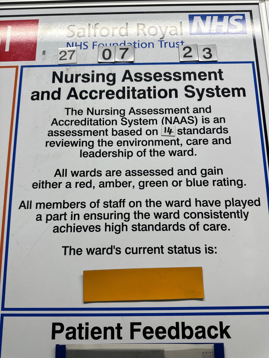 L2SRFT's tweet photo. Congratulations to our wonderful team on L2 for achieving an AMBER on the NAAS! So proud of us all 🧡
@LOUISENUTT6 @JenniferTreacy4 @SalfordCO_NHS @NCAlliance_NHS https://t.co/O3774QxyNf