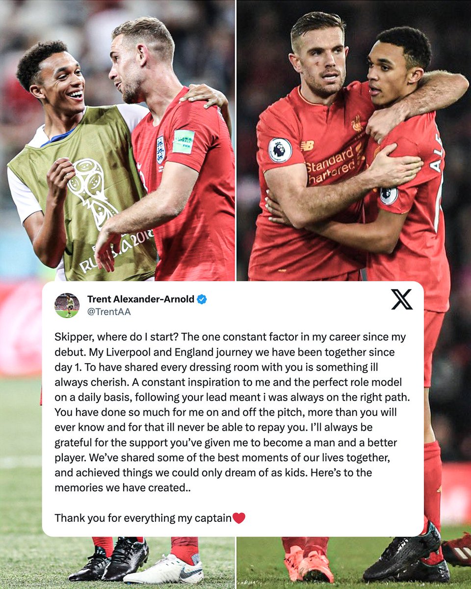 Trent Alexander-Arnold with a heartfelt message for Jordan Henderson 🥺❤