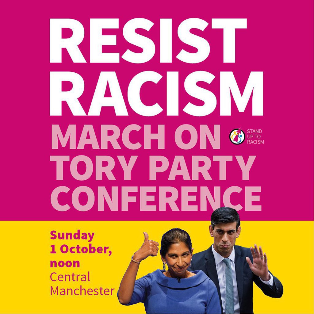 The #Sunak government is upping the ante on its scapegoating & divide & rule agenda. 

After the passing of the #IllegalMigrationBill we need to take the fight to the Tories.

Demonstrate at the Tory Party conference Sunday 1 October, Manchester

#RefugeesWelcome